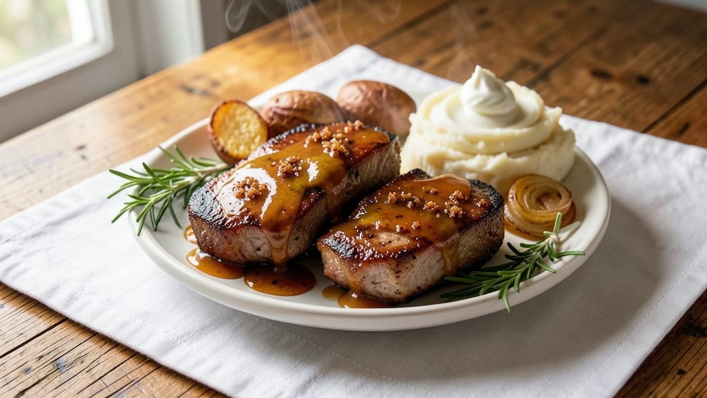 Caramel Mustard Glazed Pork Chops Recipe: Outback-Inspired Sweet-Savory Crunch