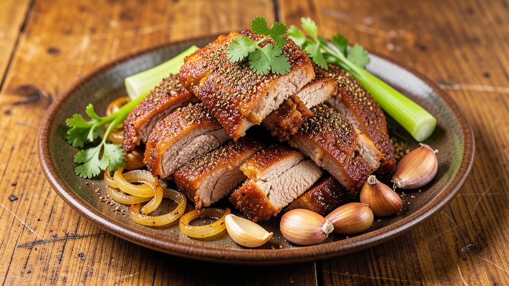 Carnitas Roast Pork Recipe: Crispy Celery Crown Over Melty Shreds