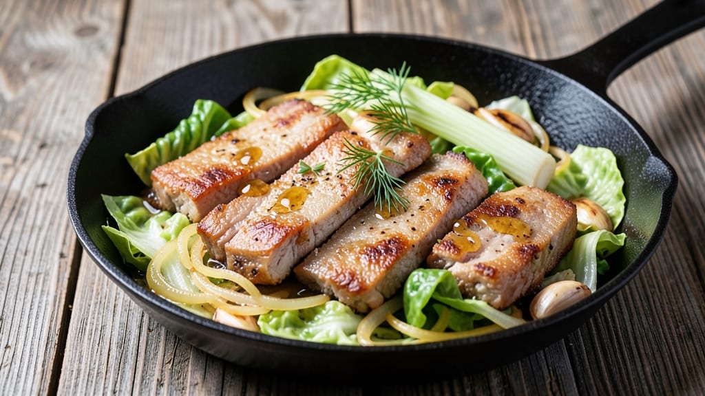 Cabbage and Salt Pork Recipe: Smoky-Spiced Braise With Celery Crown Crunch