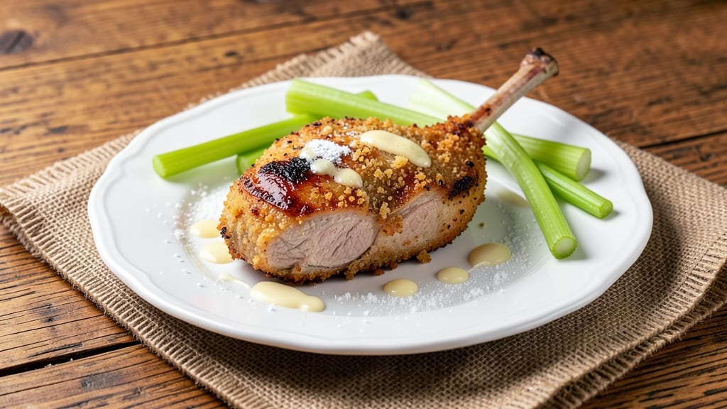 Baked Pork Chop Recipe Ideas: Crispy Celery Crown Topping Over Savory Gravy