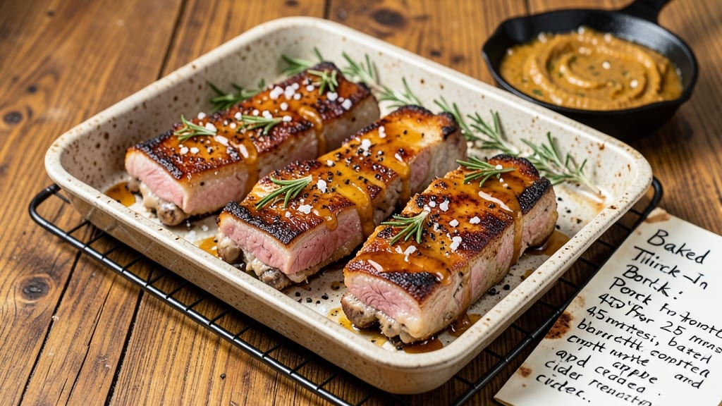 Baked Thick Bone-In Pork Chops Recipe: Crispy Bark and Juicy Pink Hearts