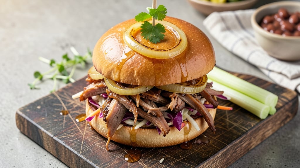Carolina Style Pulled Pork Sandwich Recipe: Smoky Vinegar-Braised Shreds With Crispy Celery Crown