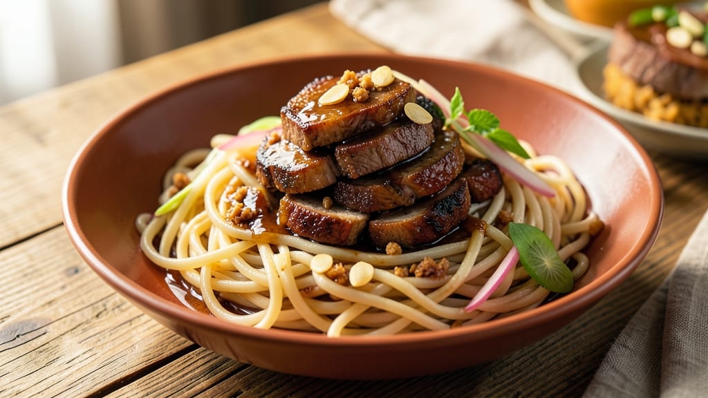 Braised Pork Noodles Recipe: Smoky Soy-Ginger Shreds Over Al Dente Egg Noodles