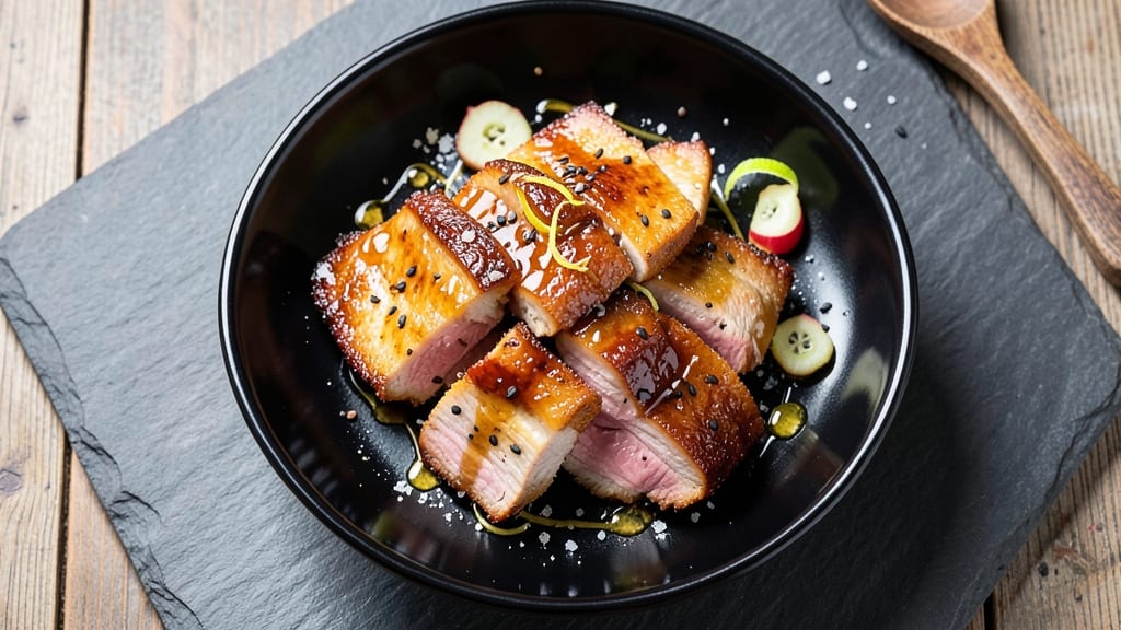 Bamboo Pork Recipe: Five-Spice Glazed Crunch With Celery Crown Topping