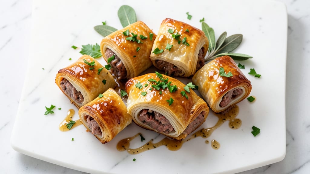 Beef and Pork Sausage Rolls Recipe: Flaky Pastry Wrapped in Herbed Perfection