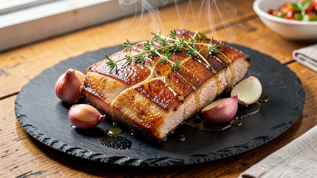 Bobby Flay's Pork Belly Recipe: Crispy Gold Bark Over Juicy Pink Layers
