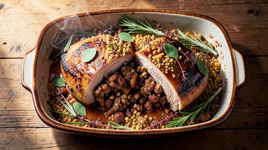 Baked Stuffed Pork Tenderloin Recipe: Celery Crown Crisp Meets Juicy Stuffed Heart