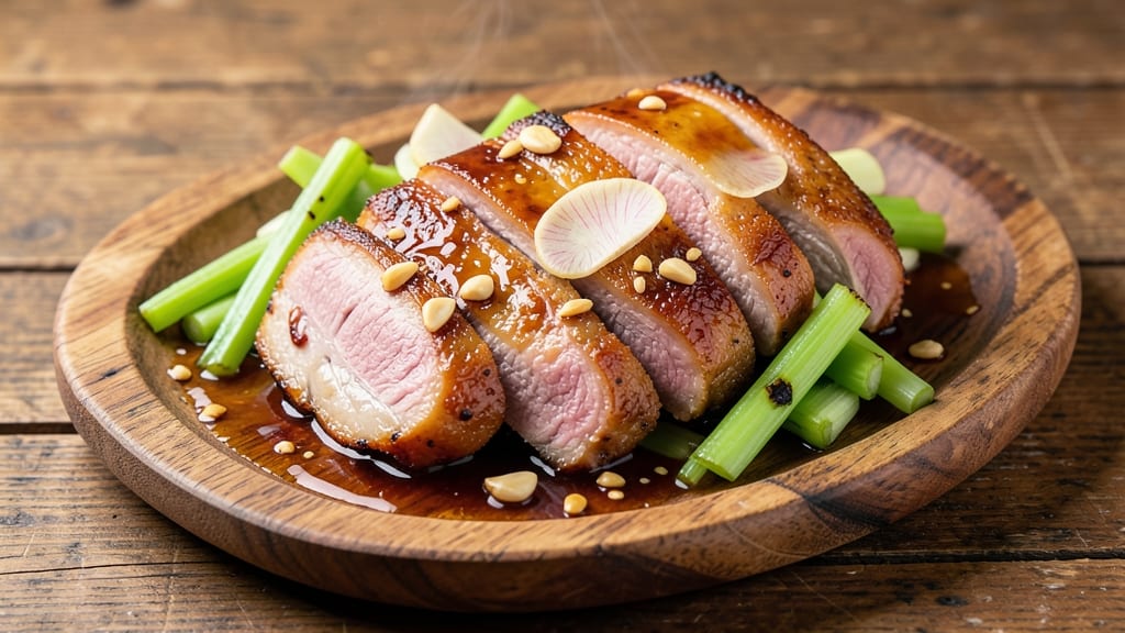 Roasted Pork Belly Recipe Filipino Style: Crispy Celery Crowns Over Savory Soy-Ginger Shreds