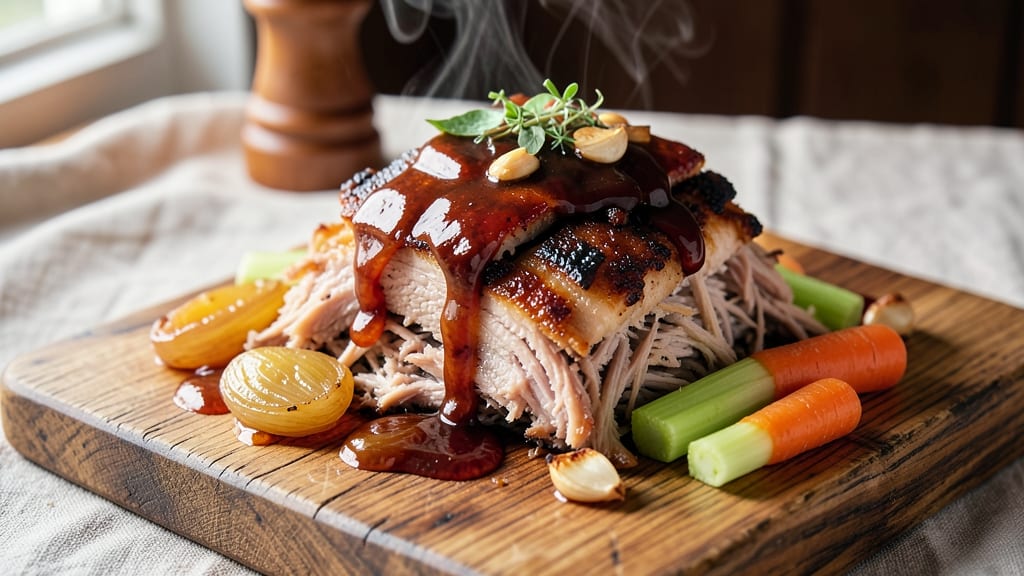 BBQ Pulled Pork Recipe UK: Slow-Cooked Smoky Tenderness With Celery Crown Topping