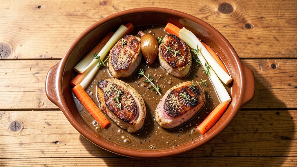 Brown Stew Pork Chops Recipe: Slow-Braised Richness With Celery Crown Crunch