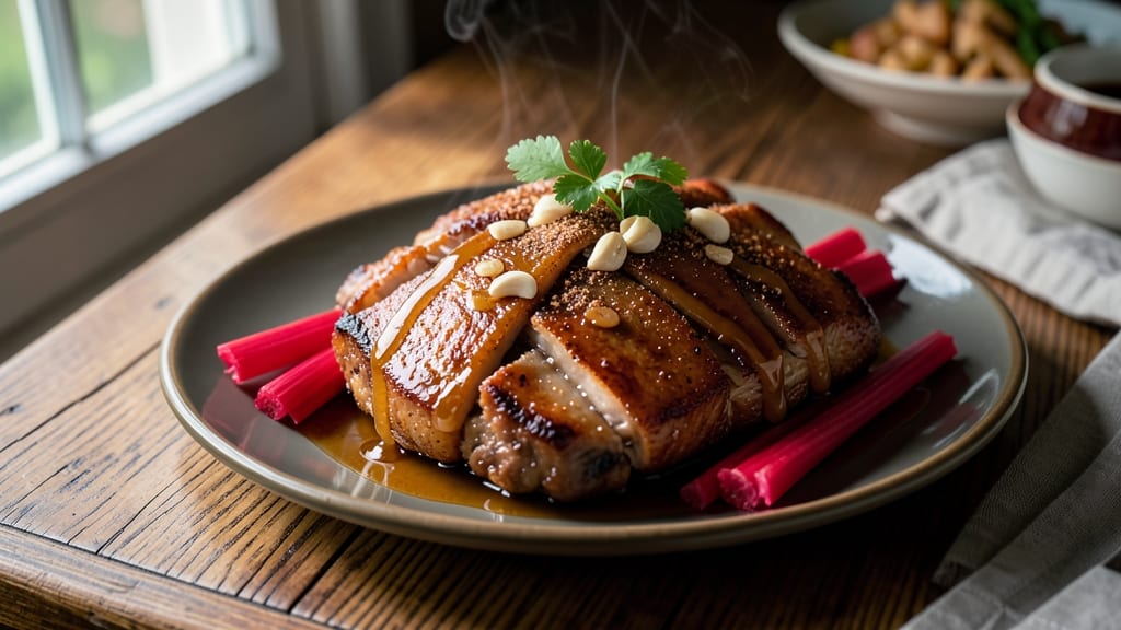 Chinese Slow Cooker Pork Belly Recipe: Crispy Celery Crown Over Melty Shreds