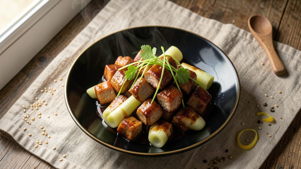 Bamboo Shoot and Pork Chinese Recipe: Crispy Celery Crown Over Silky Braised Bites